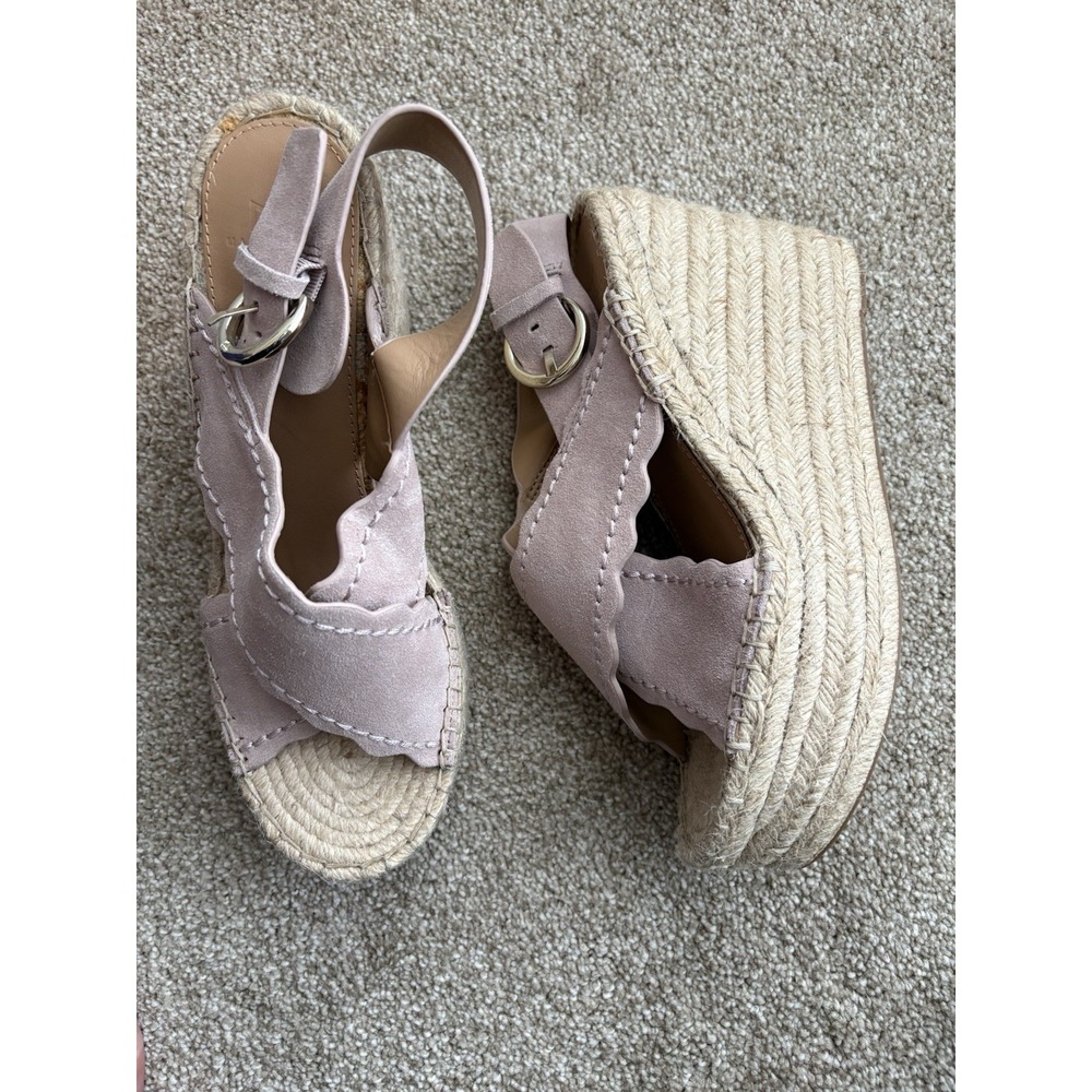 Marc Fisher Pink Suede Espadrille Wedge‎ Resort Strappy Sandals Shoes 9.5 M NWOB